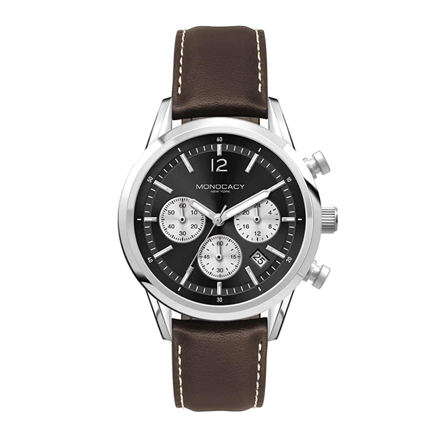 34mm Steel Chronograph Black Dial Watch - WC3055