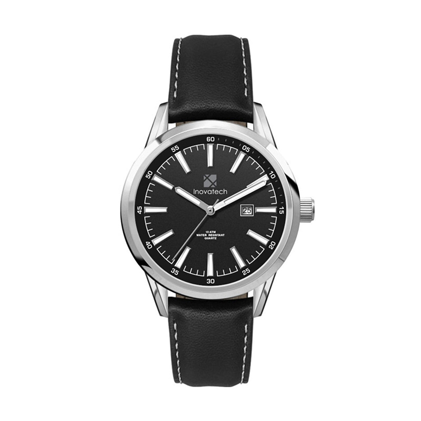 34mm Stainless Steel Watch Black Leather - WC3167