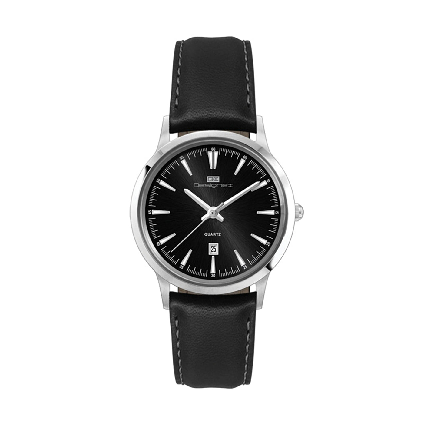 31.5mm Stainless Steel Watch with Leather Strap