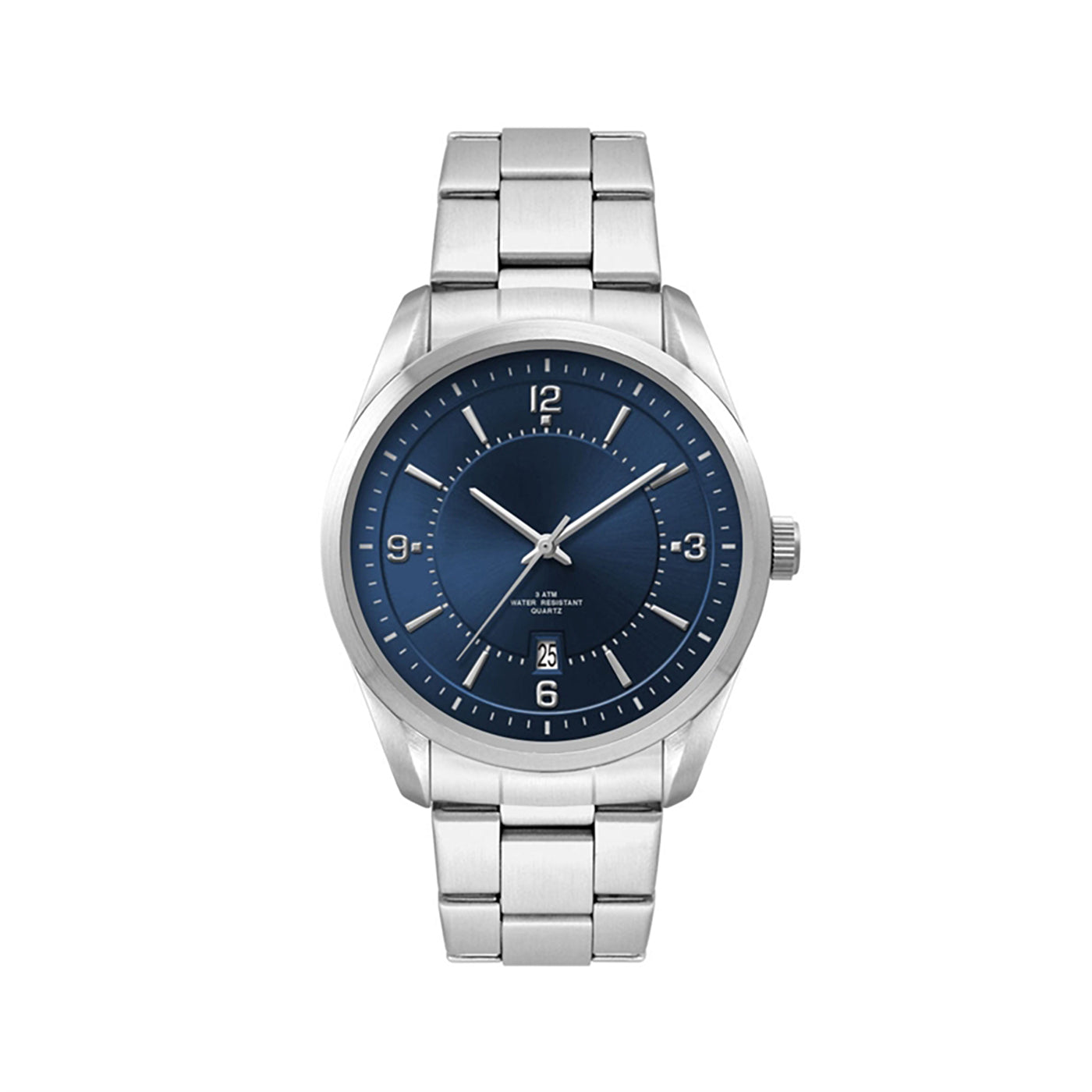 42mm Stainless Steel Watch with Blue Sunray Dial