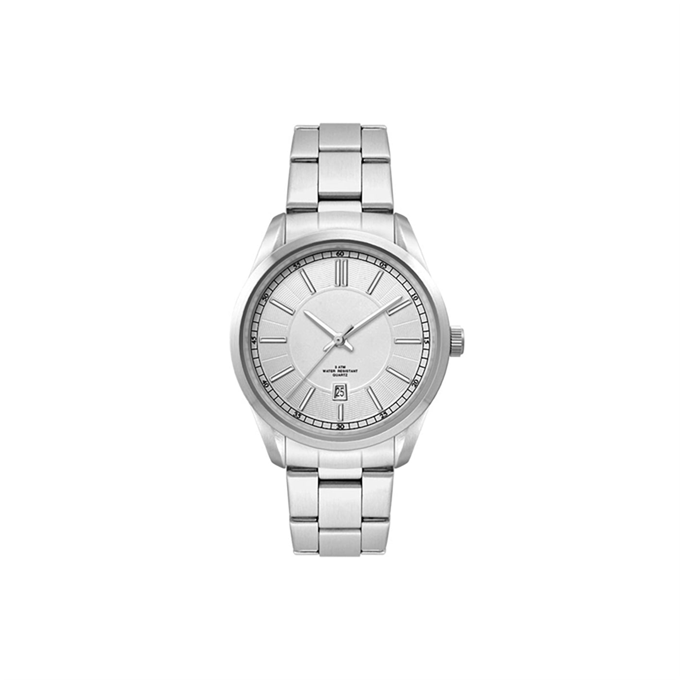 33mm Stainless Steel Watch with Steel Band