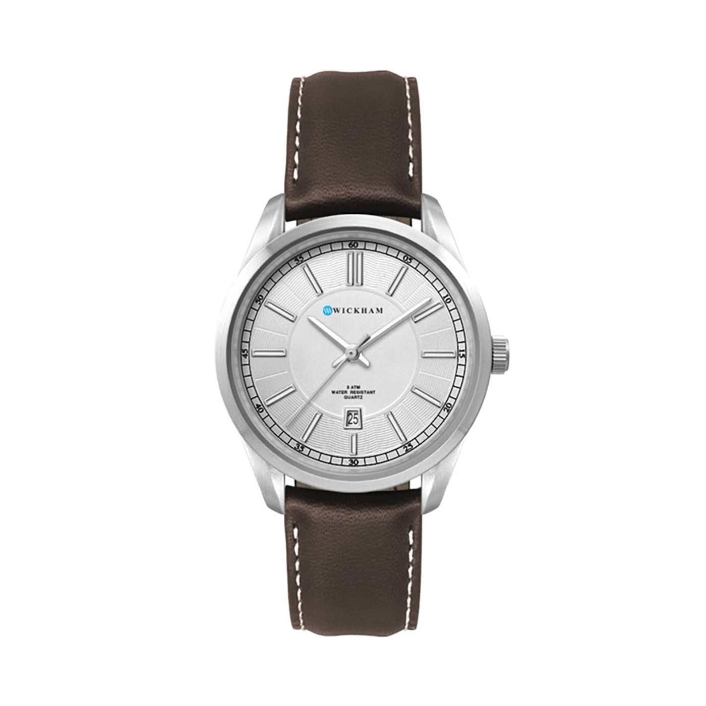33mm Brushed Metal Watch with Brown Leather - WC5107