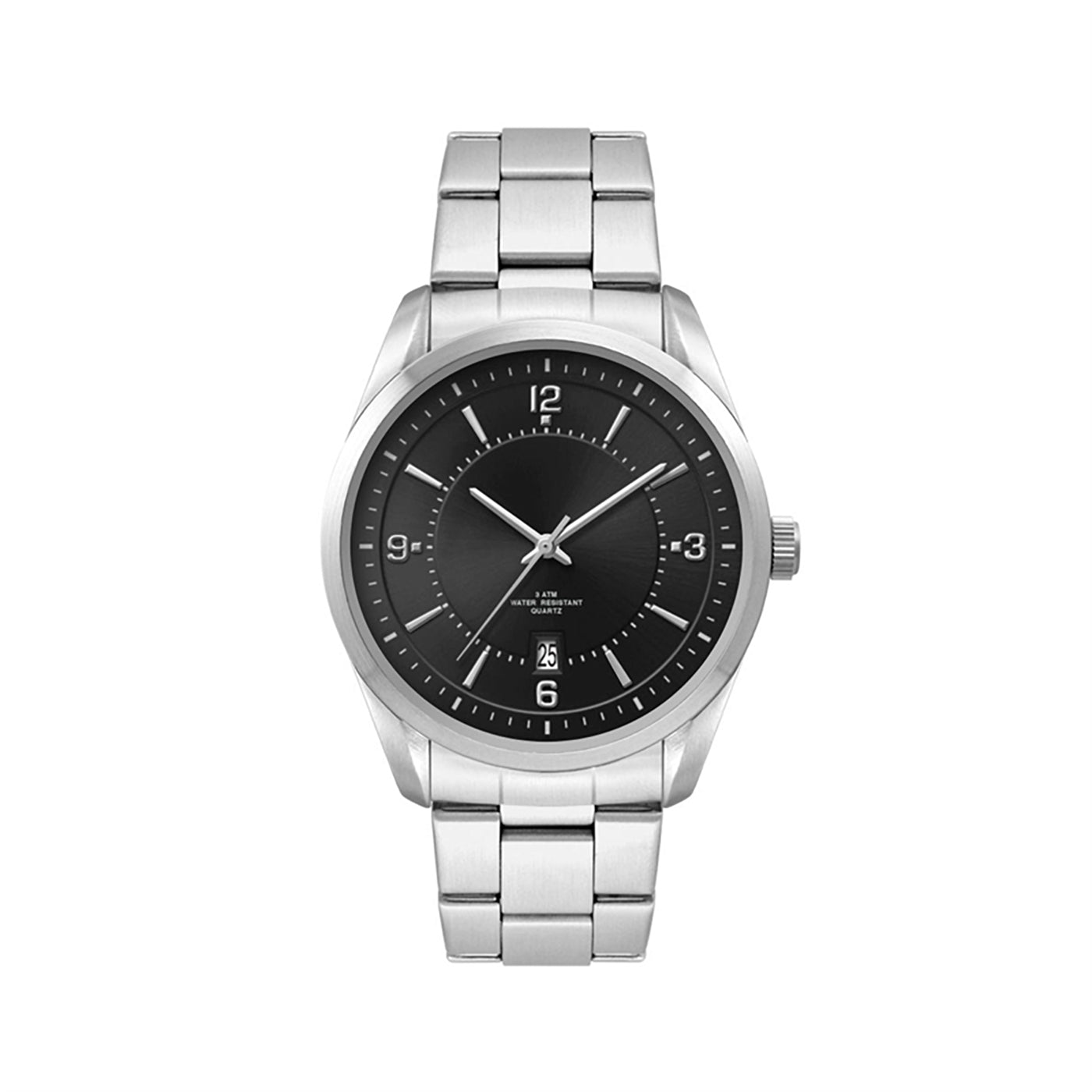 42mm Stainless Steel Watch Black Dial