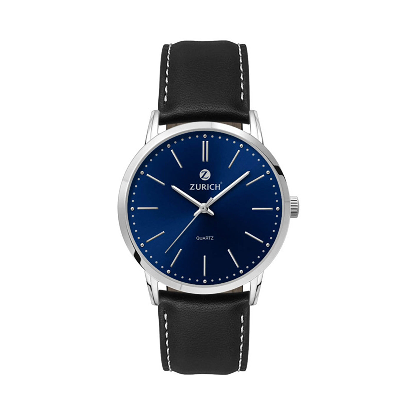 39.5mm Silver Metal Leather Strap Watch