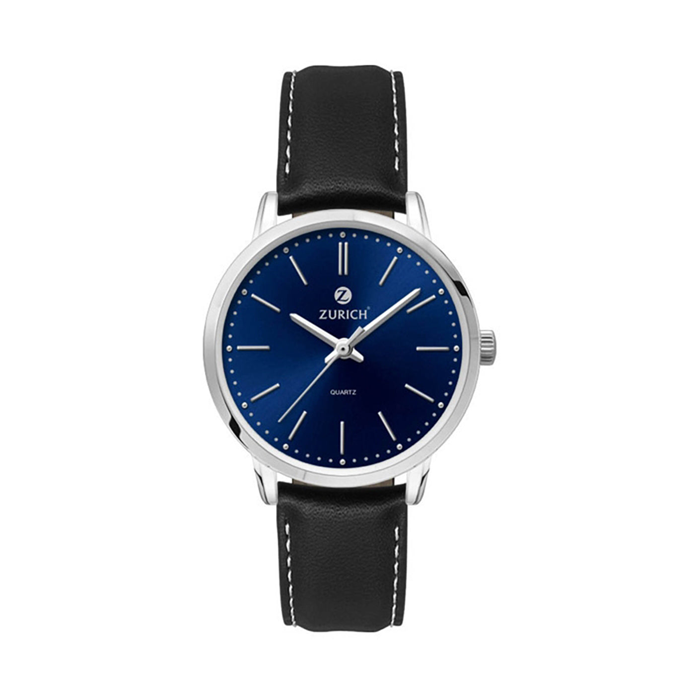 30.5mm Silver Metal Leather Watch
