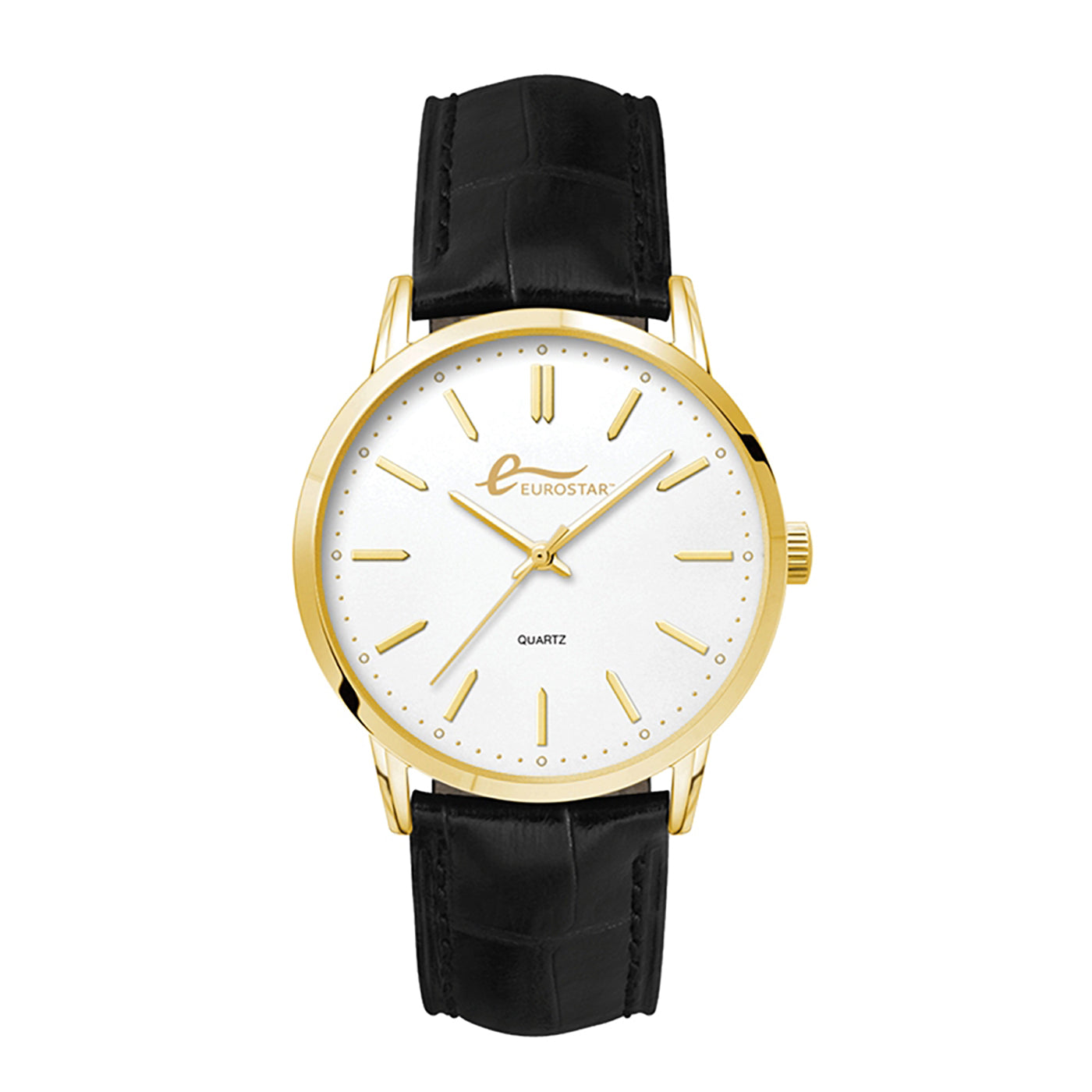 Gold Plated Stainless Steel Crocodile Strap Watch