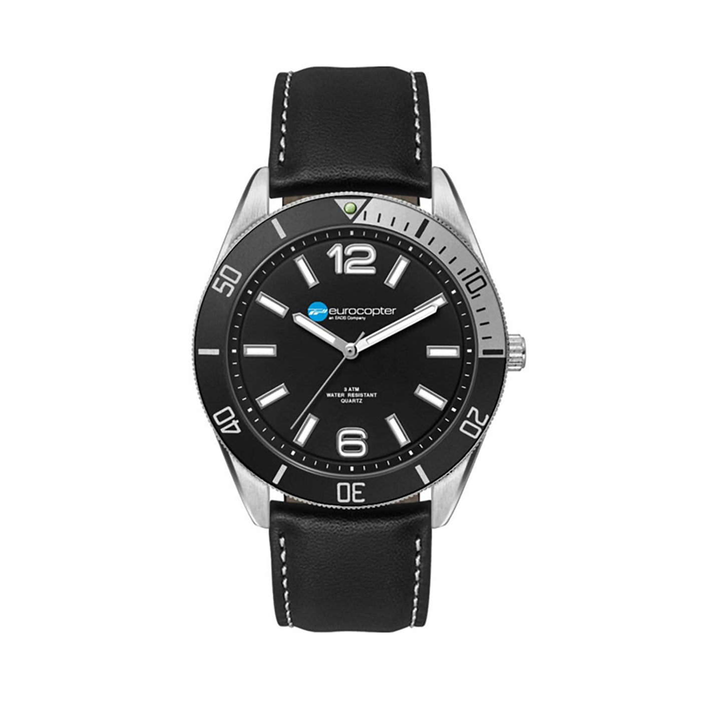 42mm Brushed Silver Watch with Leather Strap - WC5188