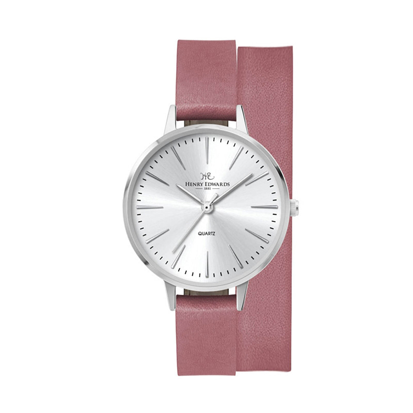 34mm Silver Case Watch Pink Leather