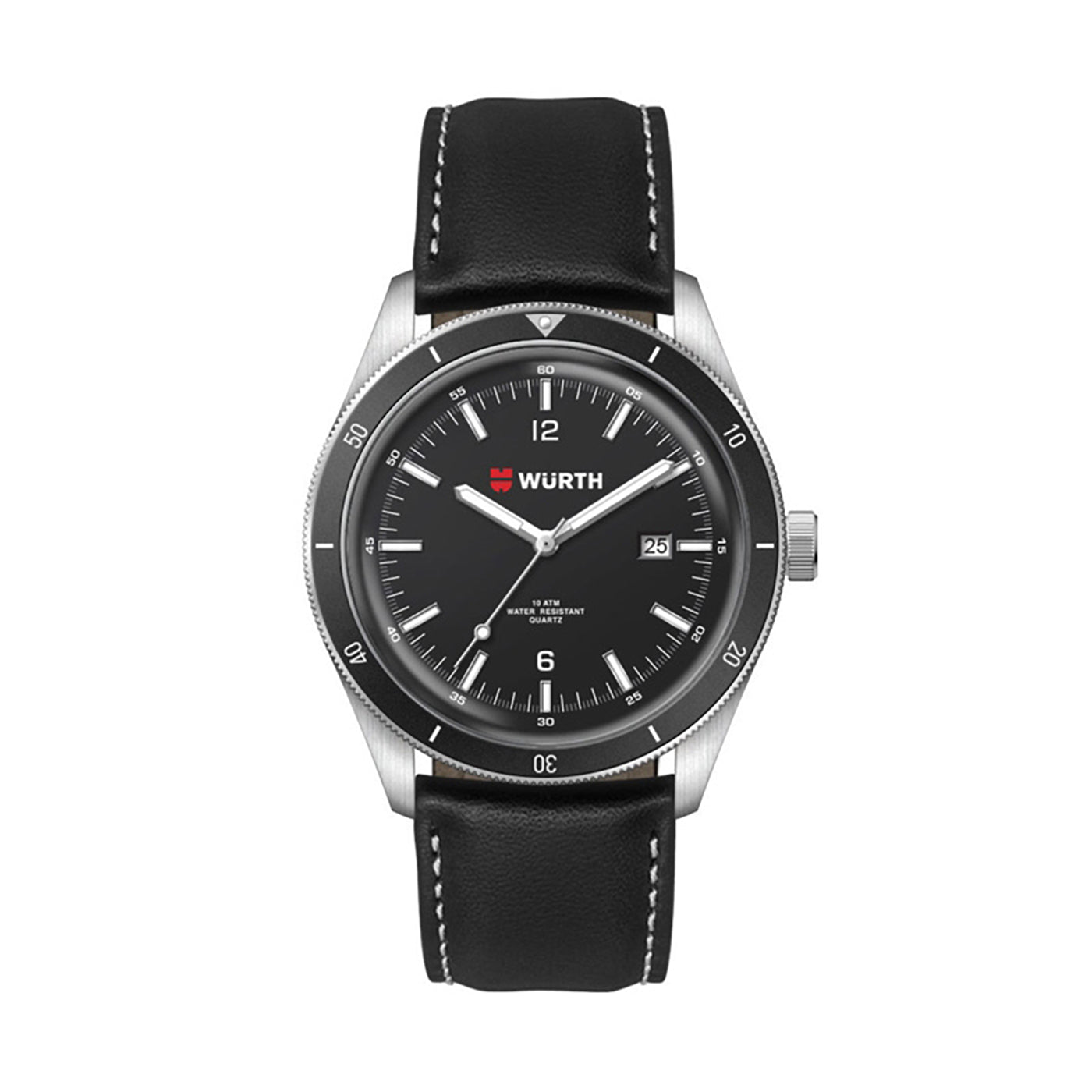 41mm Stainless Steel Watch Black Bezel
