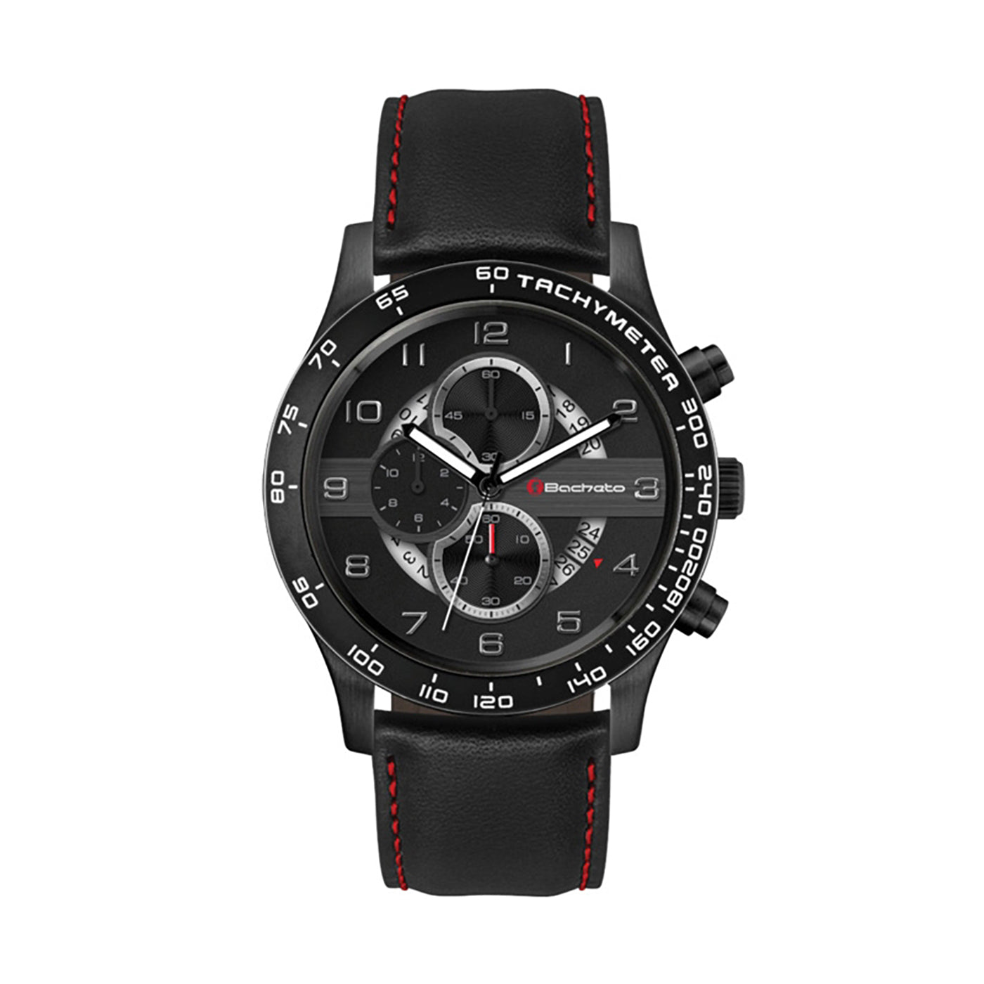 43.5mm Black Chronograph Leather Watch
