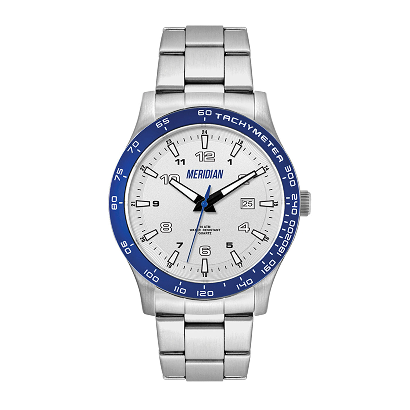 43.5mm Stainless Steel Watch Blue Bezel