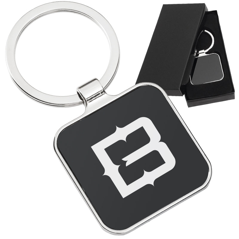 Black Square Laser Engraved Keychains