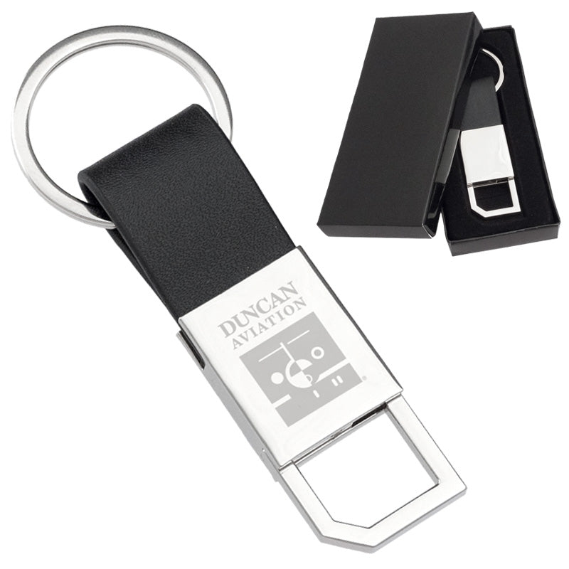 Leather Pull and Twist Laser Engraved Keychains