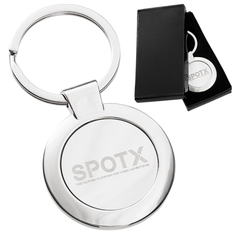 Polished Circle Metal Engraved Keychains