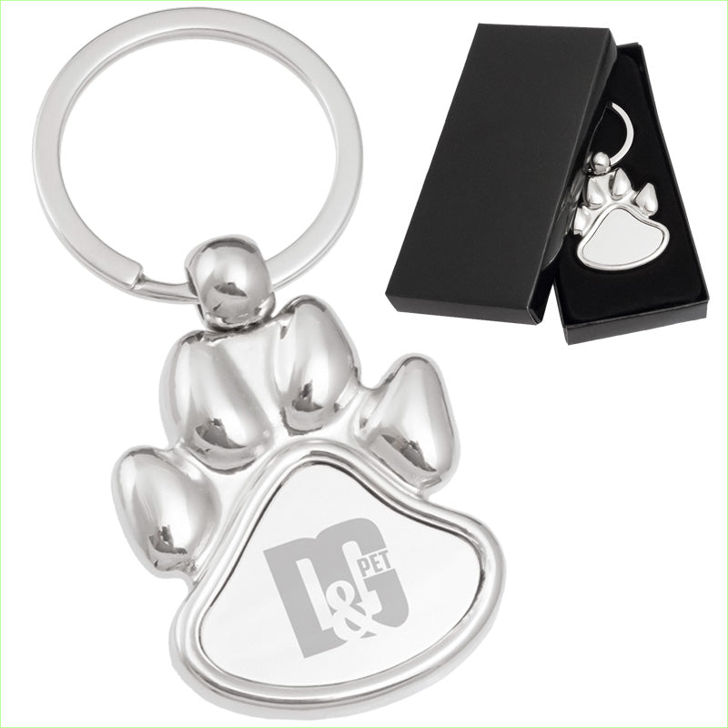 Paw Print Laser Engraved Keychains