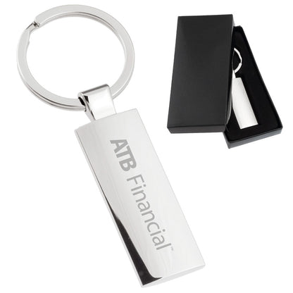 Silver Column Polished Metal Engraved Keychains