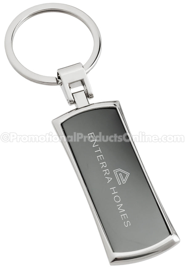 Black Curved Rectangle Laser Engraved Keychains