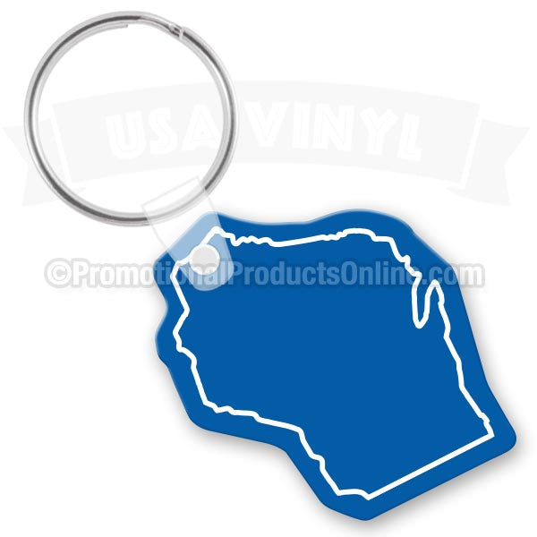 Wisconsin State Shaped Vinyl Keychains