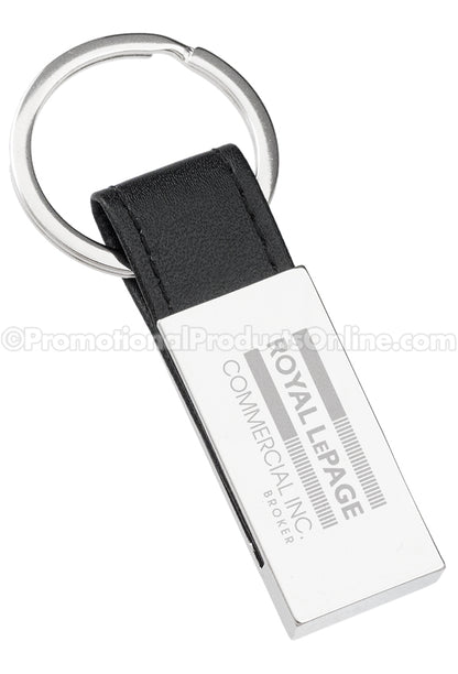 Leather + Chrome Laser Engraved Keychains