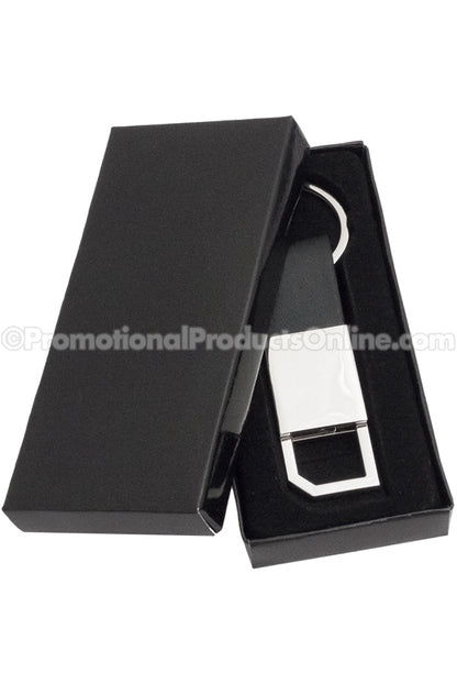 Leather Pull and Twist Laser Engraved Keychains