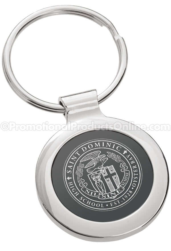 Polished Onyx Circle Metal Engraved Keychains