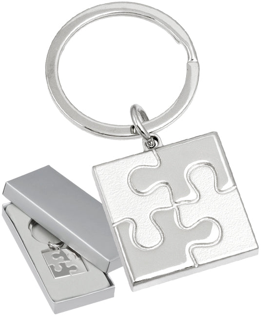 Puzzle Two-Tone Metal Engraved Keychains