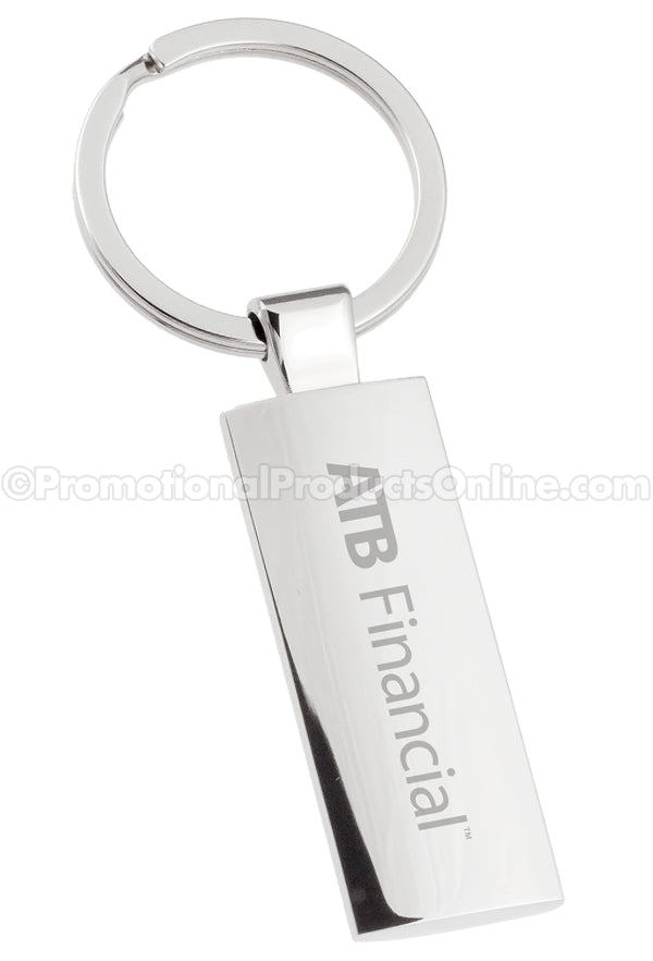 Silver Column Polished Metal Engraved Keychains