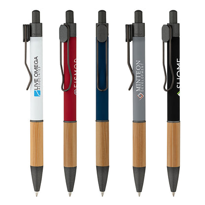Bamboo Grip Aluminum Ballpoint Pen