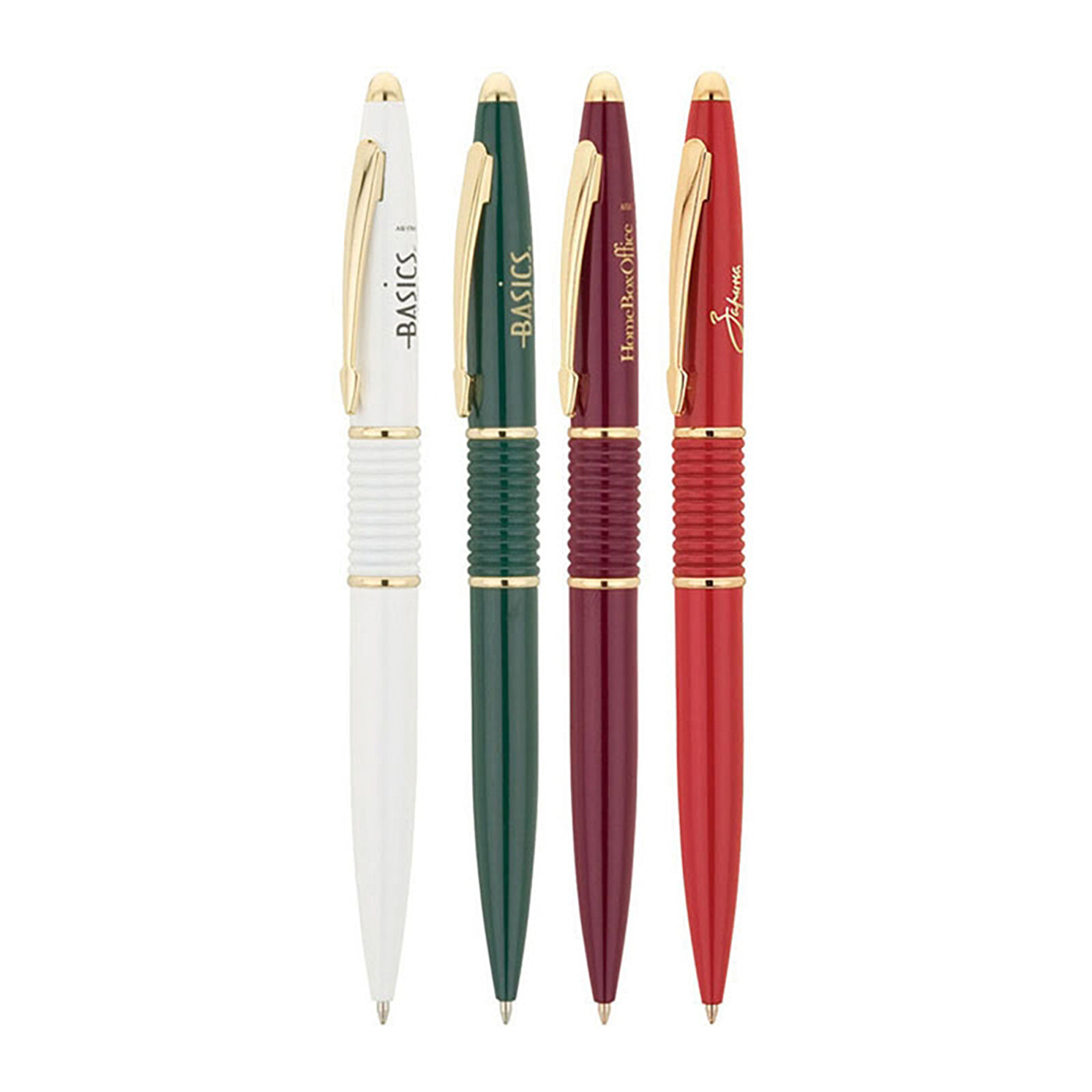 Ribbed Brass Ballpoint Pen with Gold Trim