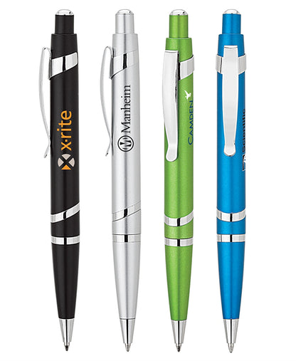 Metallic Plastic Ballpoint with Spiral Rings