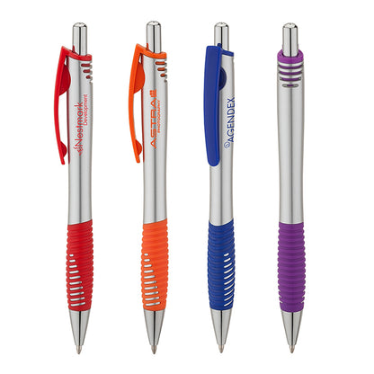 Matte Silver Plunge-Action Ballpoint Pen