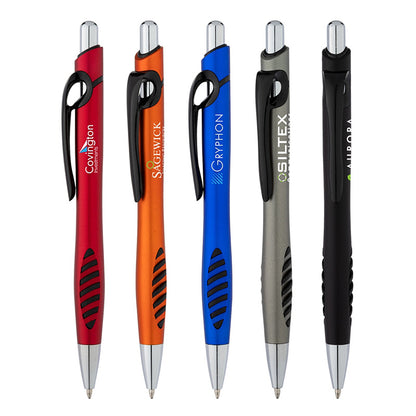 D-Ring Clip Plunge-Action Ballpoint Pen
