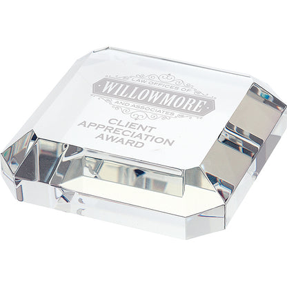 Beveled Optical Crystal Square Paperweight - CA3000