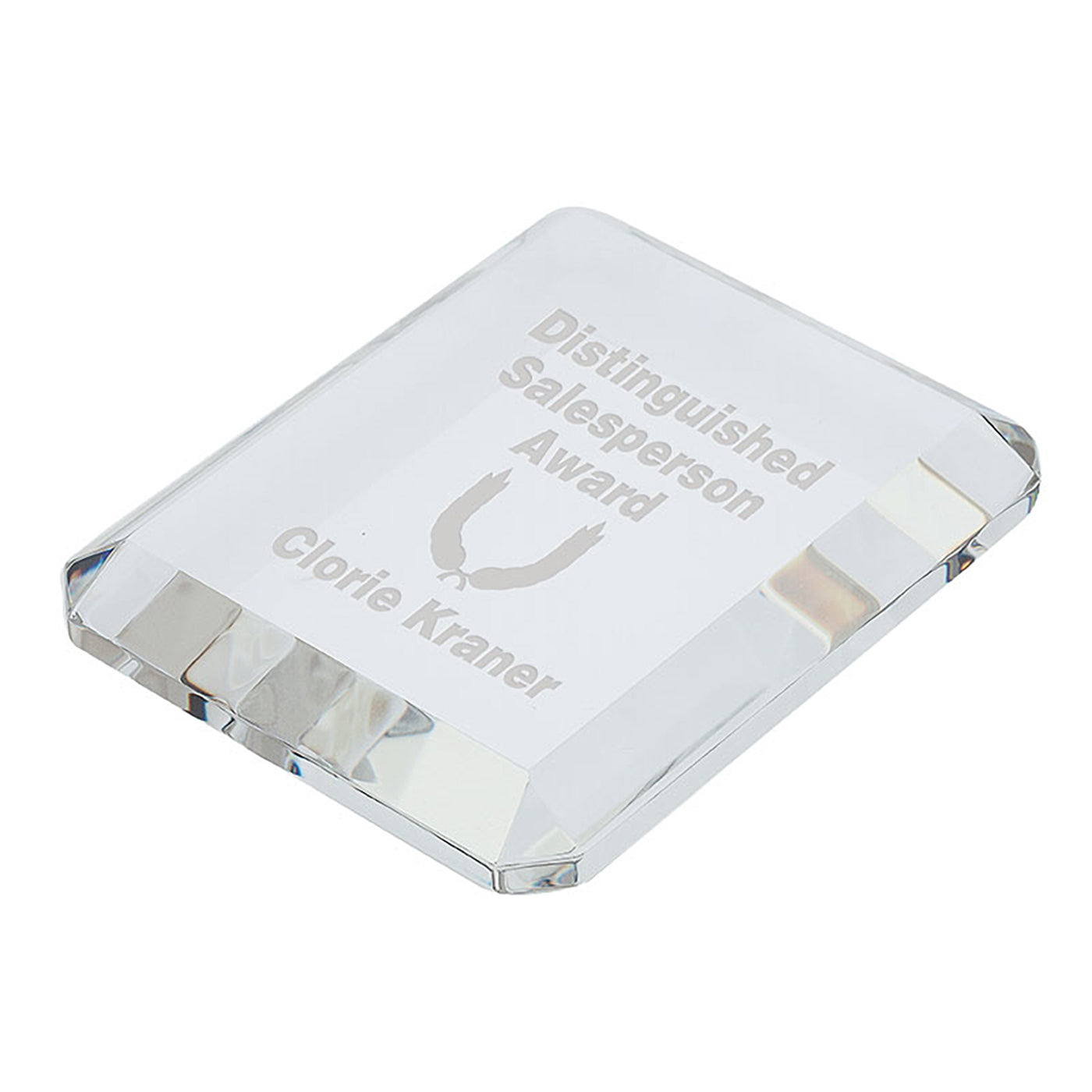 Beveled Optical Crystal Rectangle Paperweight