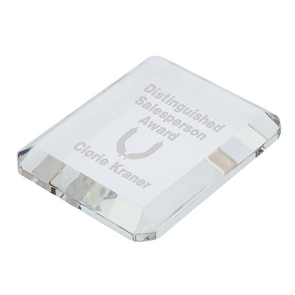 Beveled Optical Crystal Rectangle Paperweight