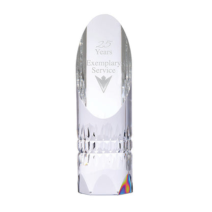 Cylindrical Crystal Trophy with Slanted Top