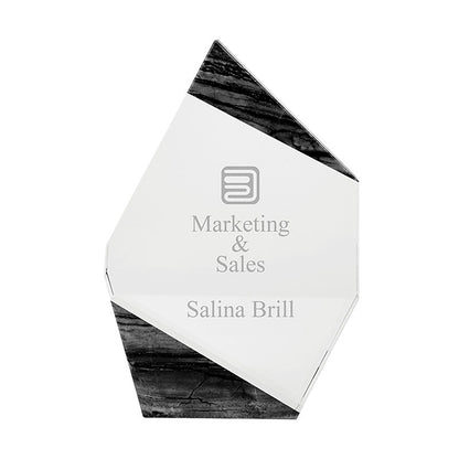 Crystal Polygon Award with Marble Base - CA3800