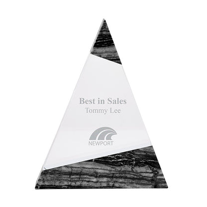 Triangular Crystal Award with Marble Accents - CA3801