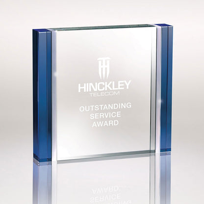 Blue Crystal Rectangle with Aluminum Trim