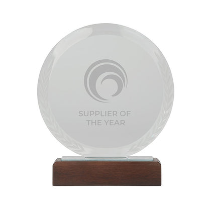 Redondo Crystal Award with Dark Wood Base