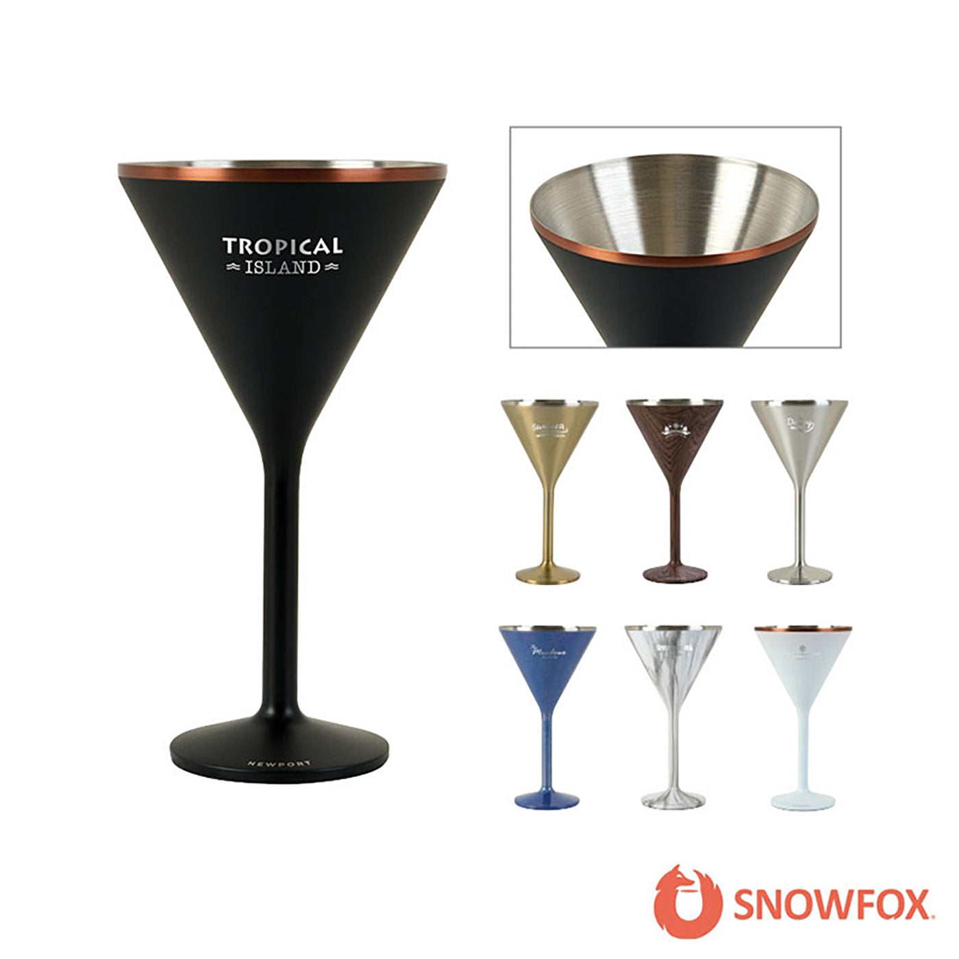 8 oz. Double Wall Steel Stemmed Martini Glass