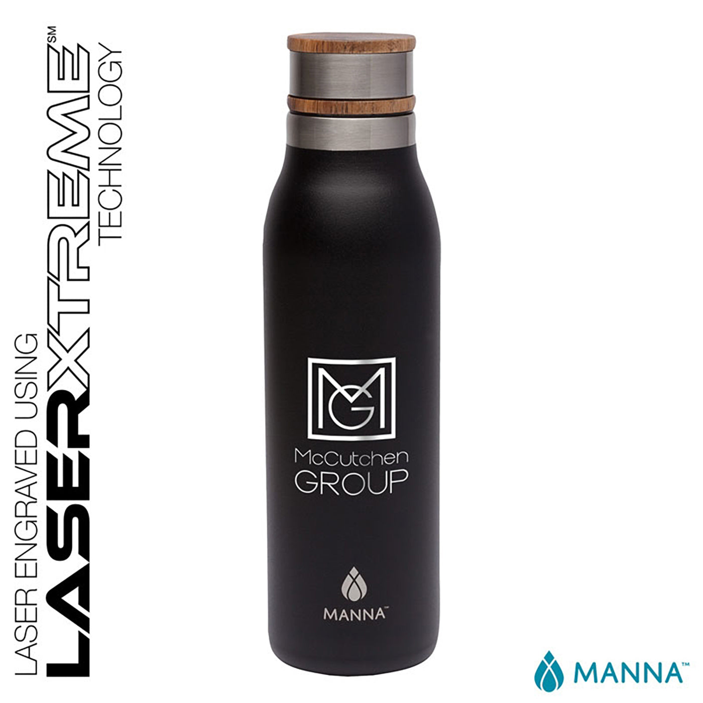 18 oz. Ascend Stainless Steel Water Bottle w/ Acacia Lid - CM2027B
