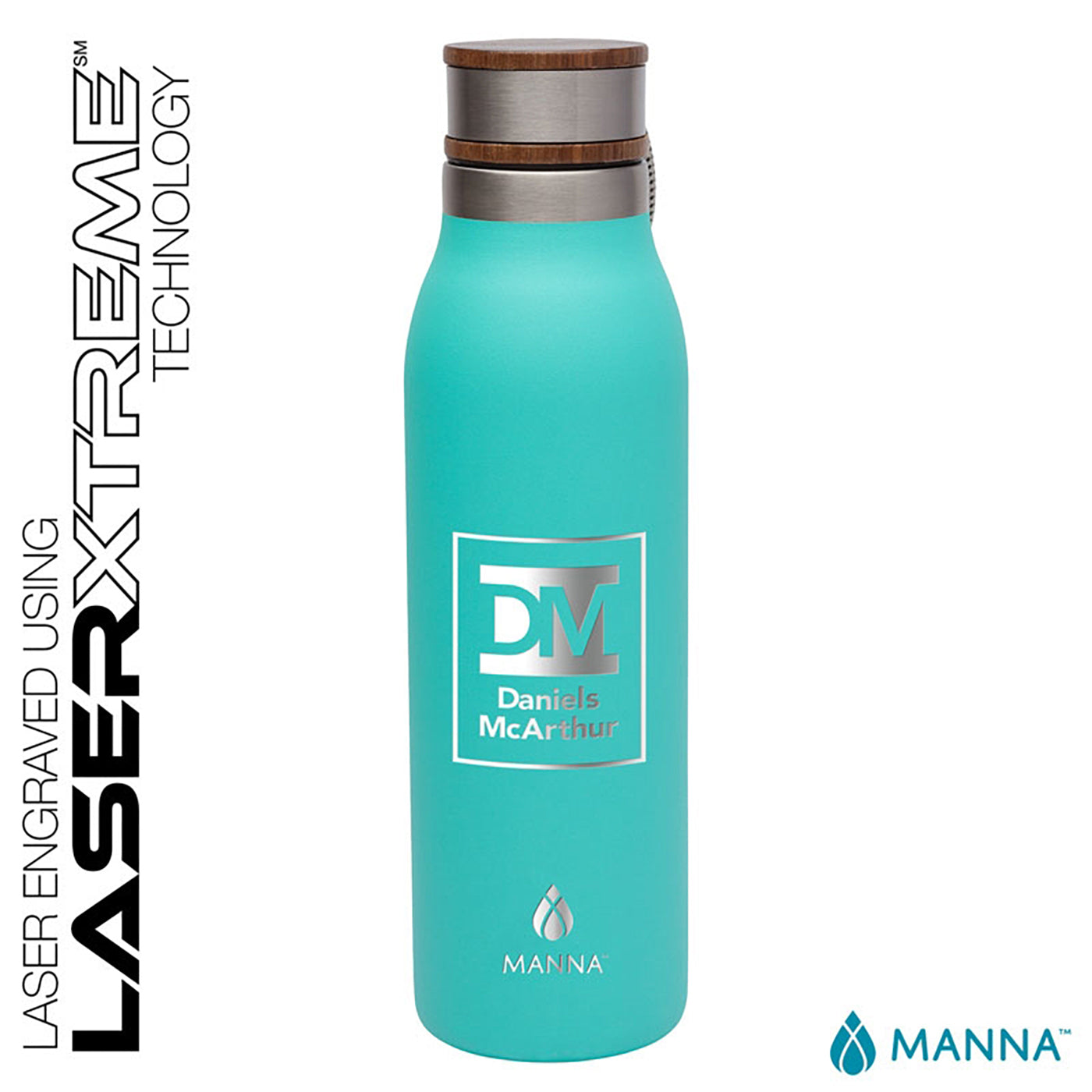 18 oz. Ascend Stainless Steel Water Bottle w/ Acacia Lid - CM2027L