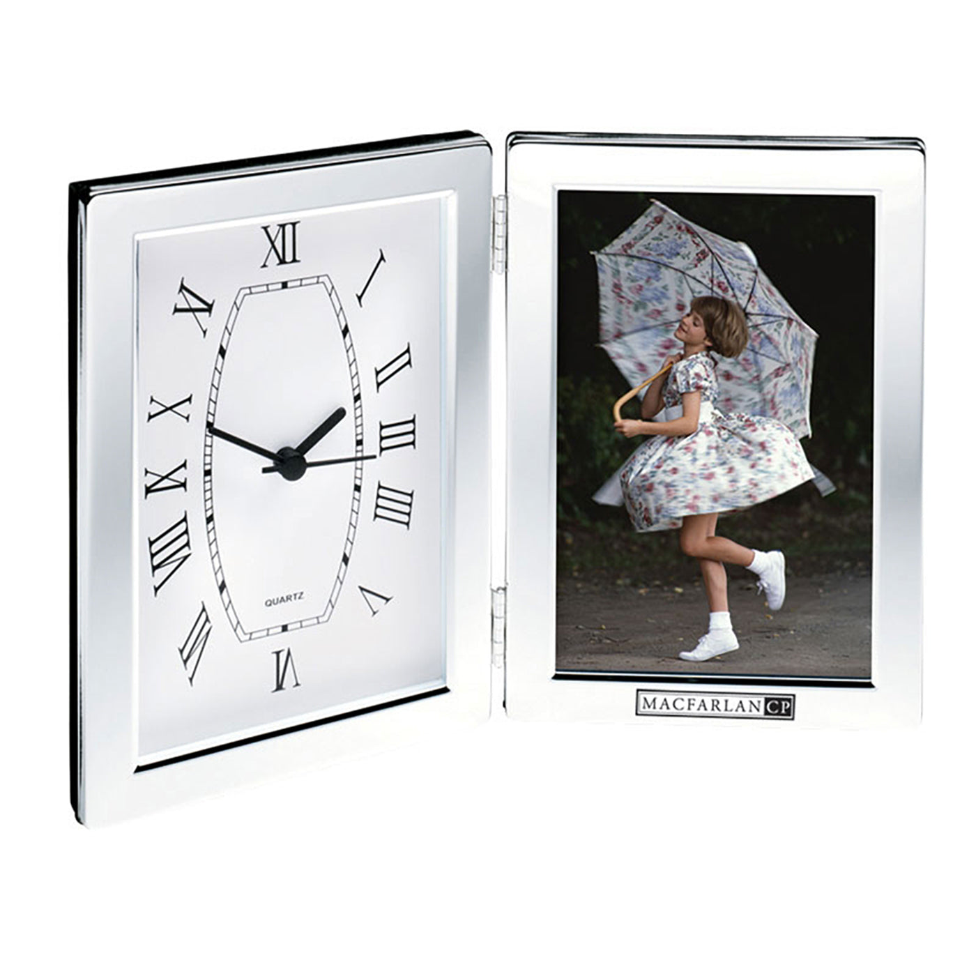 Silver Metal Clock Photo Frame