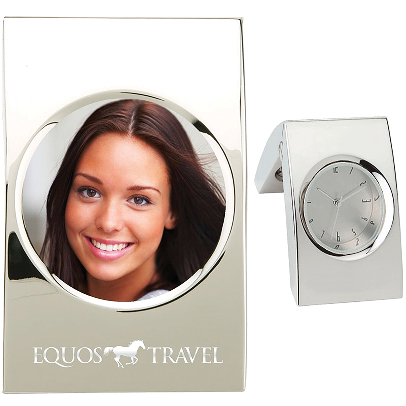 Folding Chrome Clock Photo Frame - EC2013