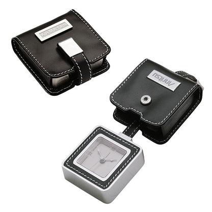 Foldable Leatherette Travel Alarm Clock