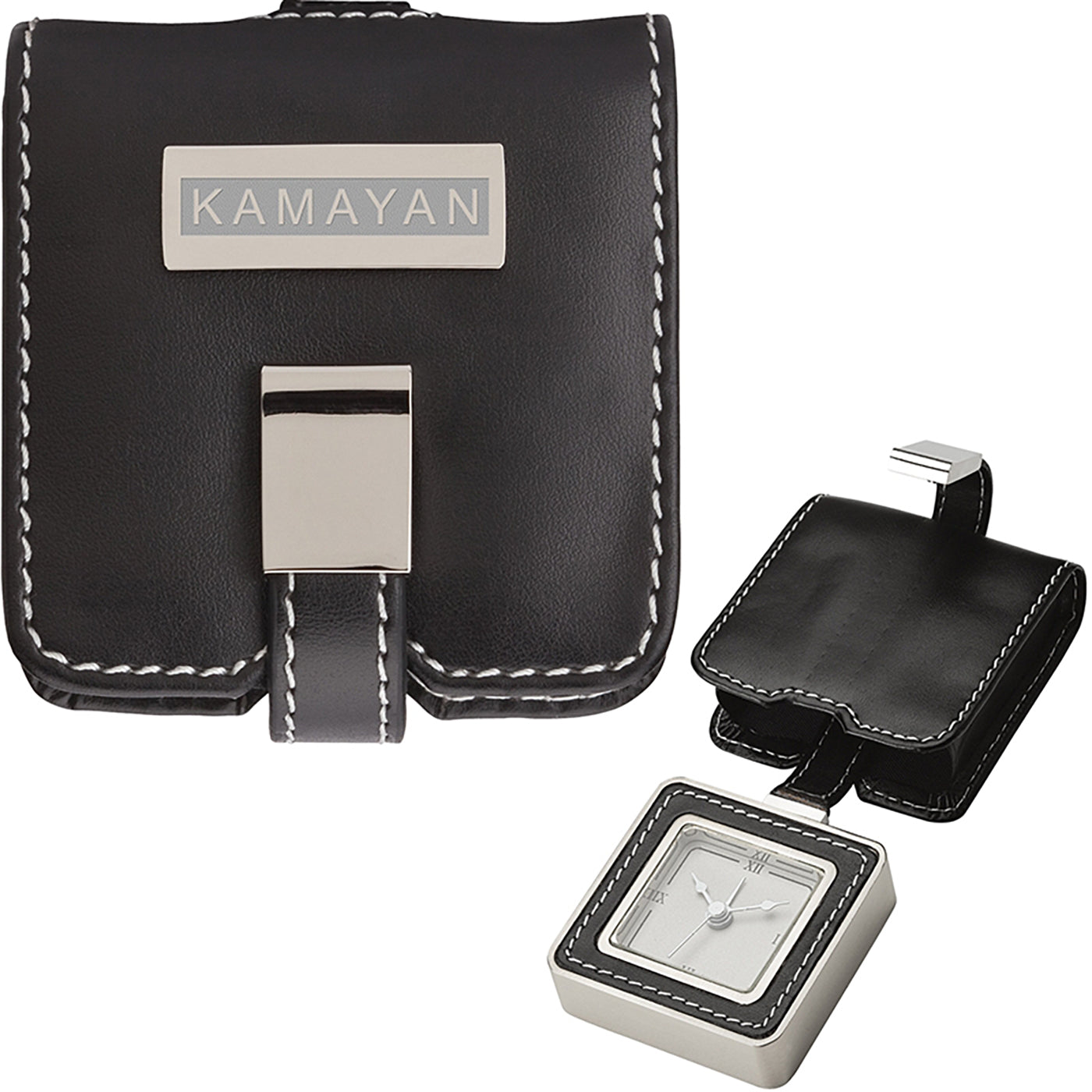 Foldable Leatherette Travel Alarm Clock - EC4001