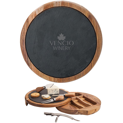 Swivel Acacia Charcuterie Board with Tools - EH4358