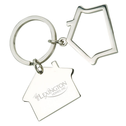 Nickel-Plated Double House Keyring