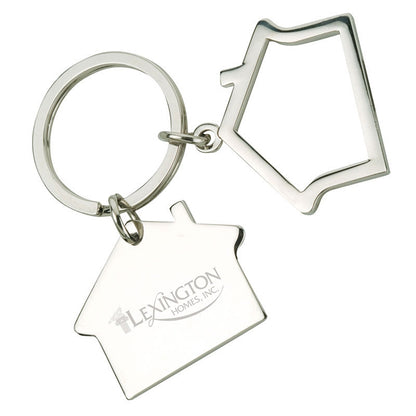 Nickel-Plated Double House Keyring - EK1024